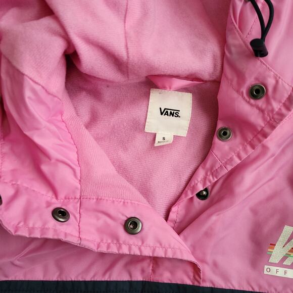 Vans Sport Stripe Anorak 1/2 Button Up Pullover Hoodie Women Sz S - Picture 7 of 13